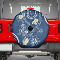 Polynesia Tribal Spare Tire Cover Deep Blue Plumeria Tentacles