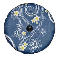 Polynesia Tribal Spare Tire Cover Deep Blue Plumeria Tentacles