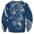 Polynesia Tribal Sweatshirt Deep Blue Plumeria Tentacles