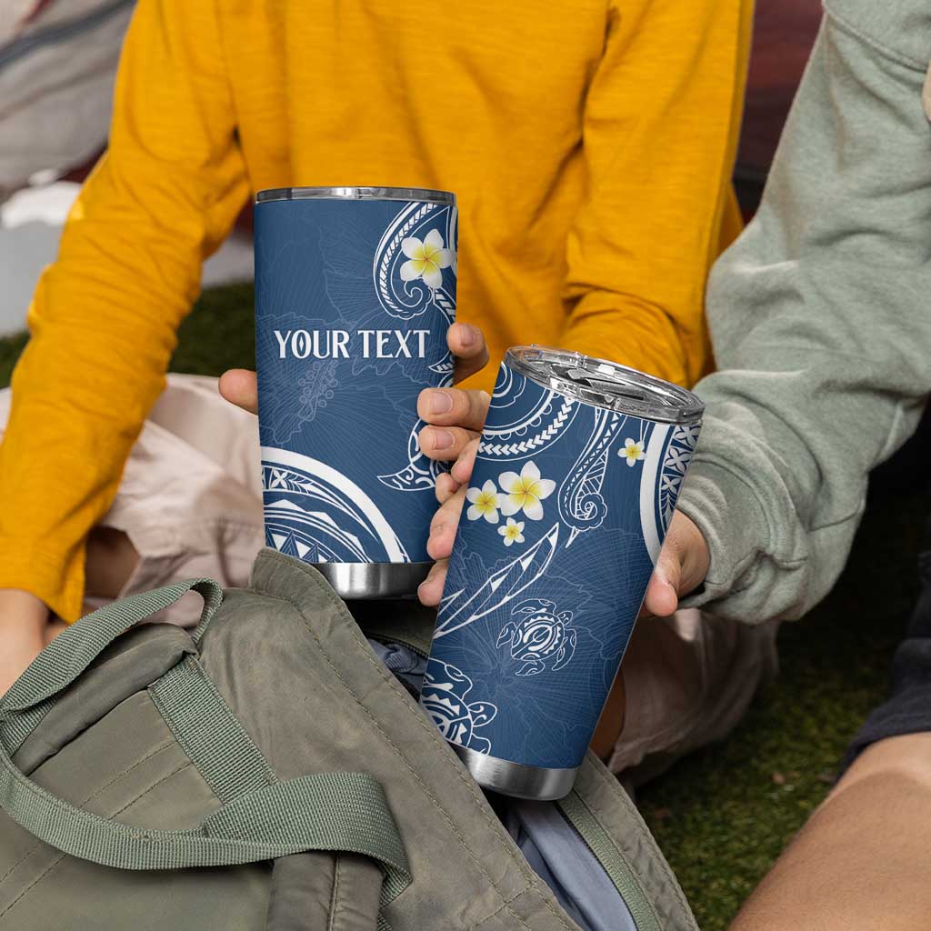 Polynesia Tribal Tumbler Cup Deep Blue Plumeria Tentacles