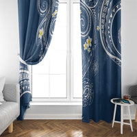 Polynesia Tribal Window Curtain Deep Blue Plumeria Tentacles