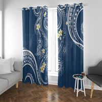 Polynesia Tribal Window Curtain Deep Blue Plumeria Tentacles
