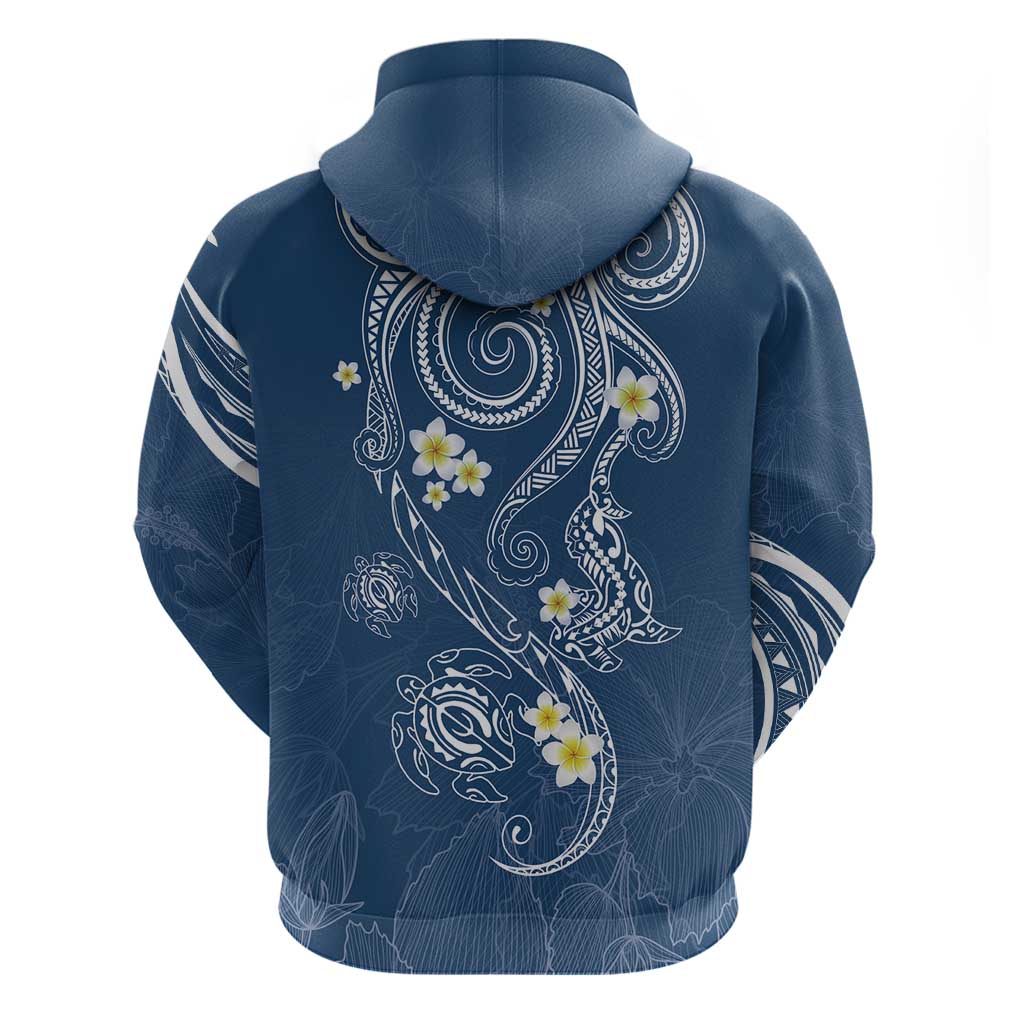 Polynesia Tribal Zip Hoodie Deep Blue Plumeria Tentacles LT7 - Polynesian Pride