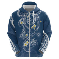 Polynesia Tribal Zip Hoodie Deep Blue Plumeria Tentacles LT7 - Polynesian Pride