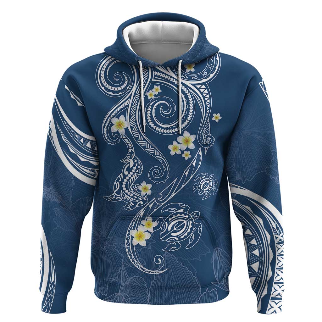 Polynesia Tribal Zip Hoodie Deep Blue Plumeria Tentacles LT7 Pullover Hoodie Blue - Polynesian Pride