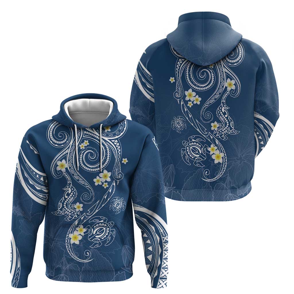 Polynesia Tribal Zip Hoodie Deep Blue Plumeria Tentacles LT7 - Polynesian Pride