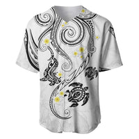 Polynesia Tribal Baseball Jersey White Plumeria Tentacles LT7 White - Polynesian Pride