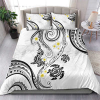 Polynesia Tribal Bedding Set White Plumeria Tentacles