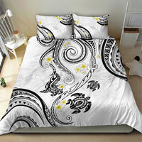 Polynesia Tribal Bedding Set White Plumeria Tentacles