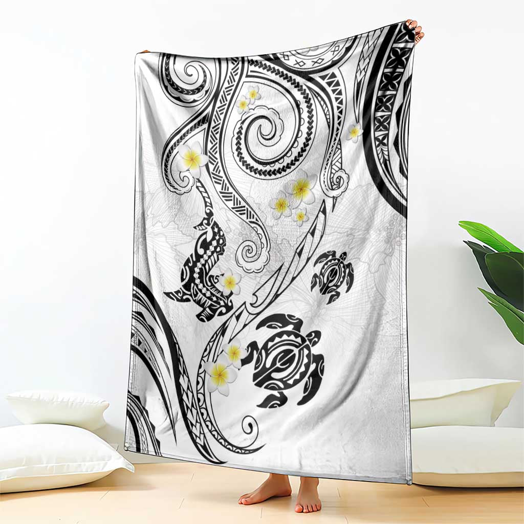 Polynesia Tribal Blanket White Plumeria Tentacles