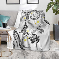 Polynesia Tribal Blanket White Plumeria Tentacles