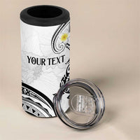 Polynesia Tribal 4 in 1 Can Cooler Tumbler White Plumeria Tentacles
