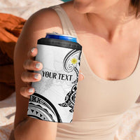 Polynesia Tribal 4 in 1 Can Cooler Tumbler White Plumeria Tentacles