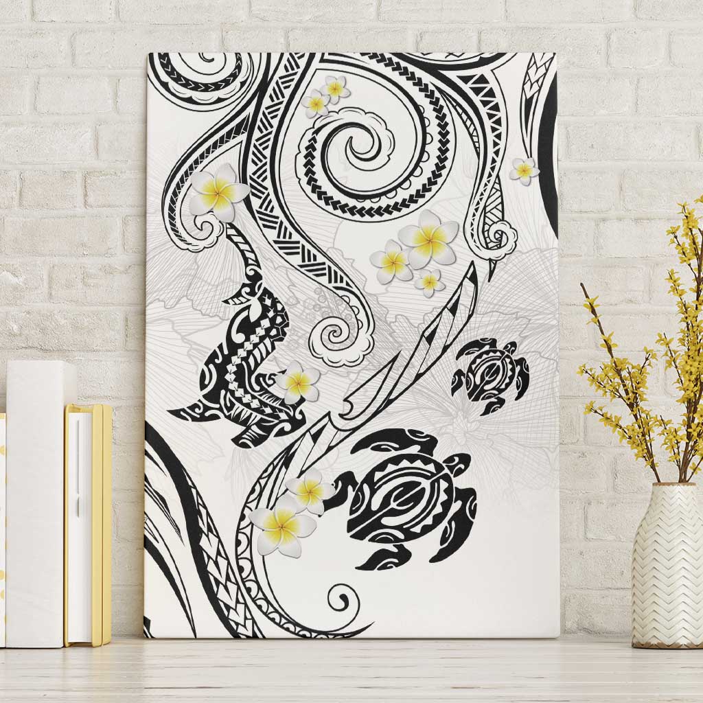 Polynesia Tribal Canvas Wall Art White Plumeria Tentacles LT7 Without Frame White - Polynesian Pride