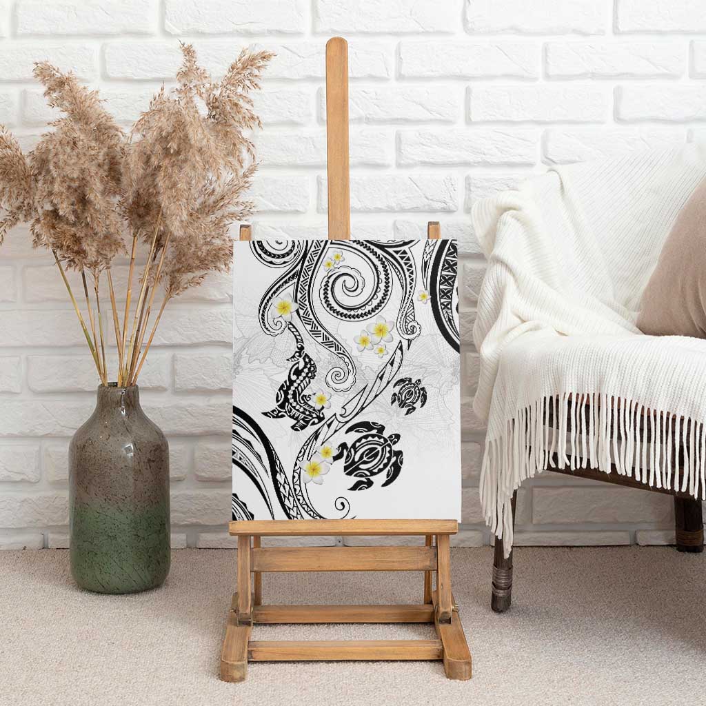 Polynesia Tribal Canvas Wall Art White Plumeria Tentacles