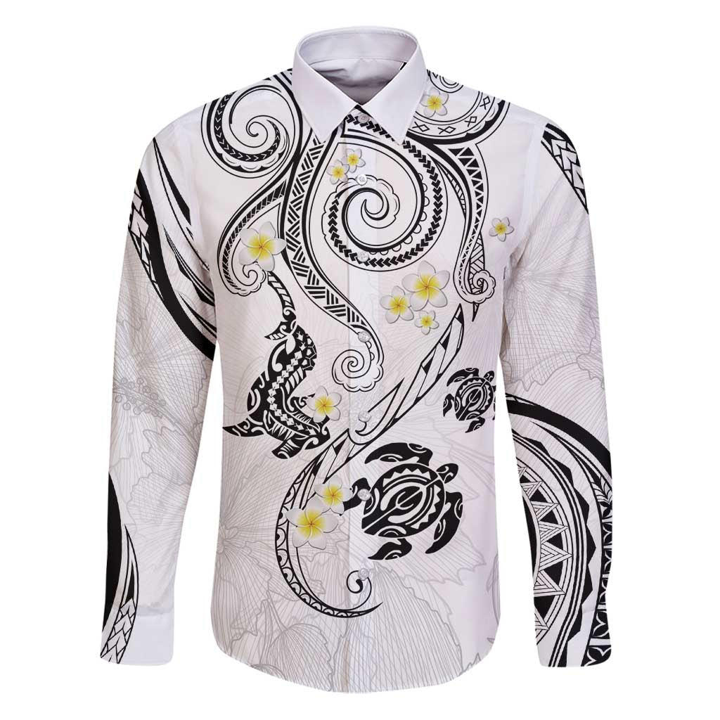 Polynesia Tribal Family Matching Puletasi and Hawaiian Shirt White Plumeria Tentacles
