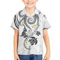 Polynesia Tribal Family Matching Tank Maxi Dress and Hawaiian Shirt White Plumeria Tentacles LT7 Son's Shirt White - Polynesian Pride