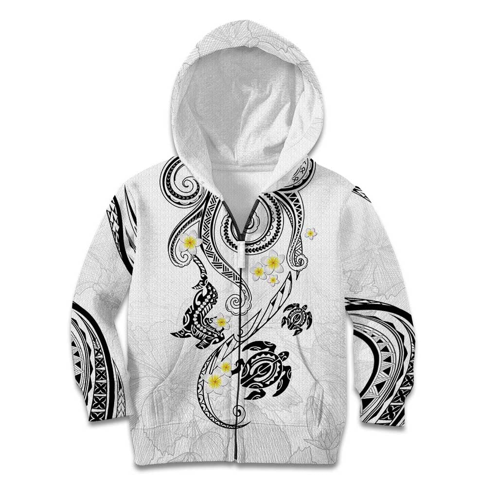 Polynesia Tribal Kid Hoodie White Plumeria Tentacles