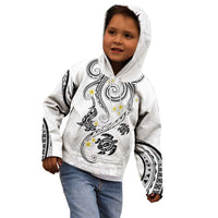 Polynesia Tribal Kid Hoodie White Plumeria Tentacles