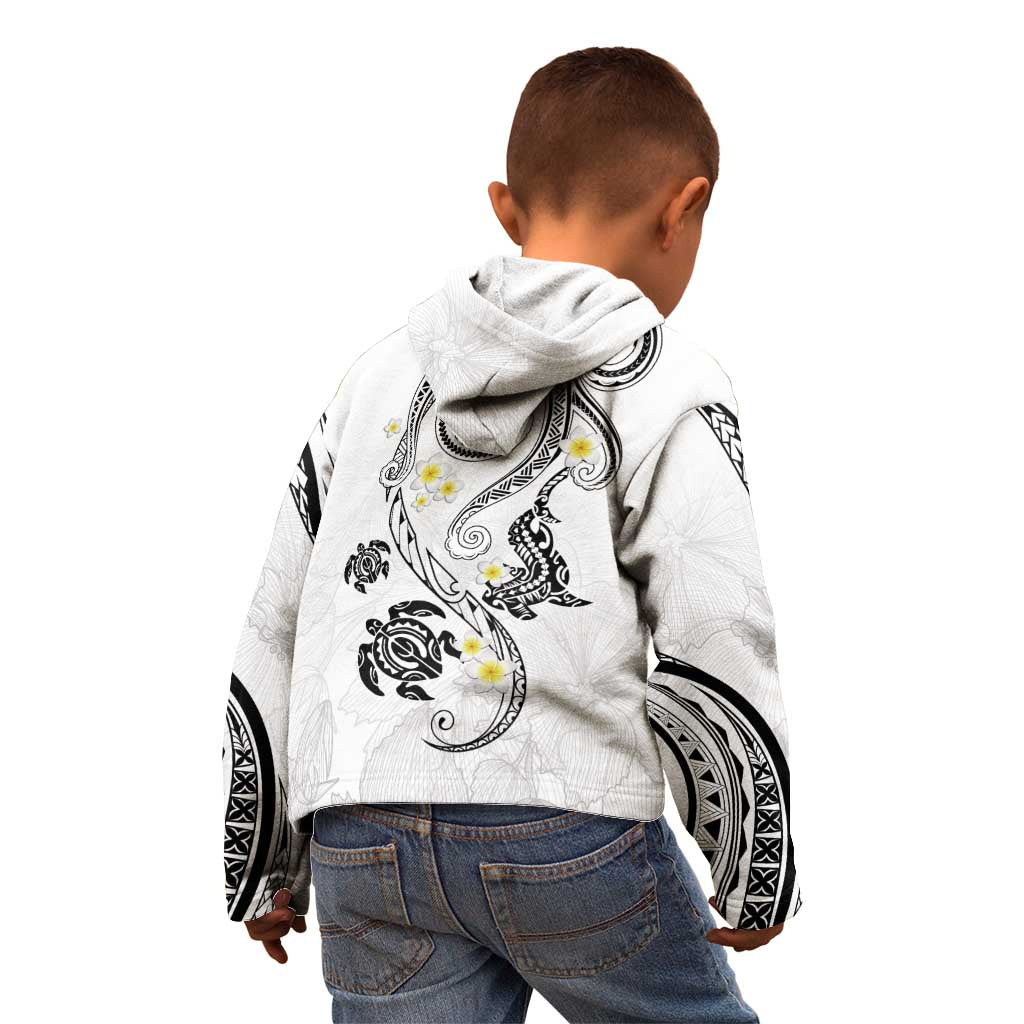 Polynesia Tribal Kid Hoodie White Plumeria Tentacles