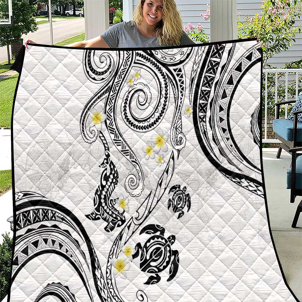 Polynesia Tribal Quilt White Plumeria Tentacles LT7 White - Polynesian Pride