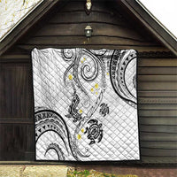 Polynesia Tribal Quilt White Plumeria Tentacles