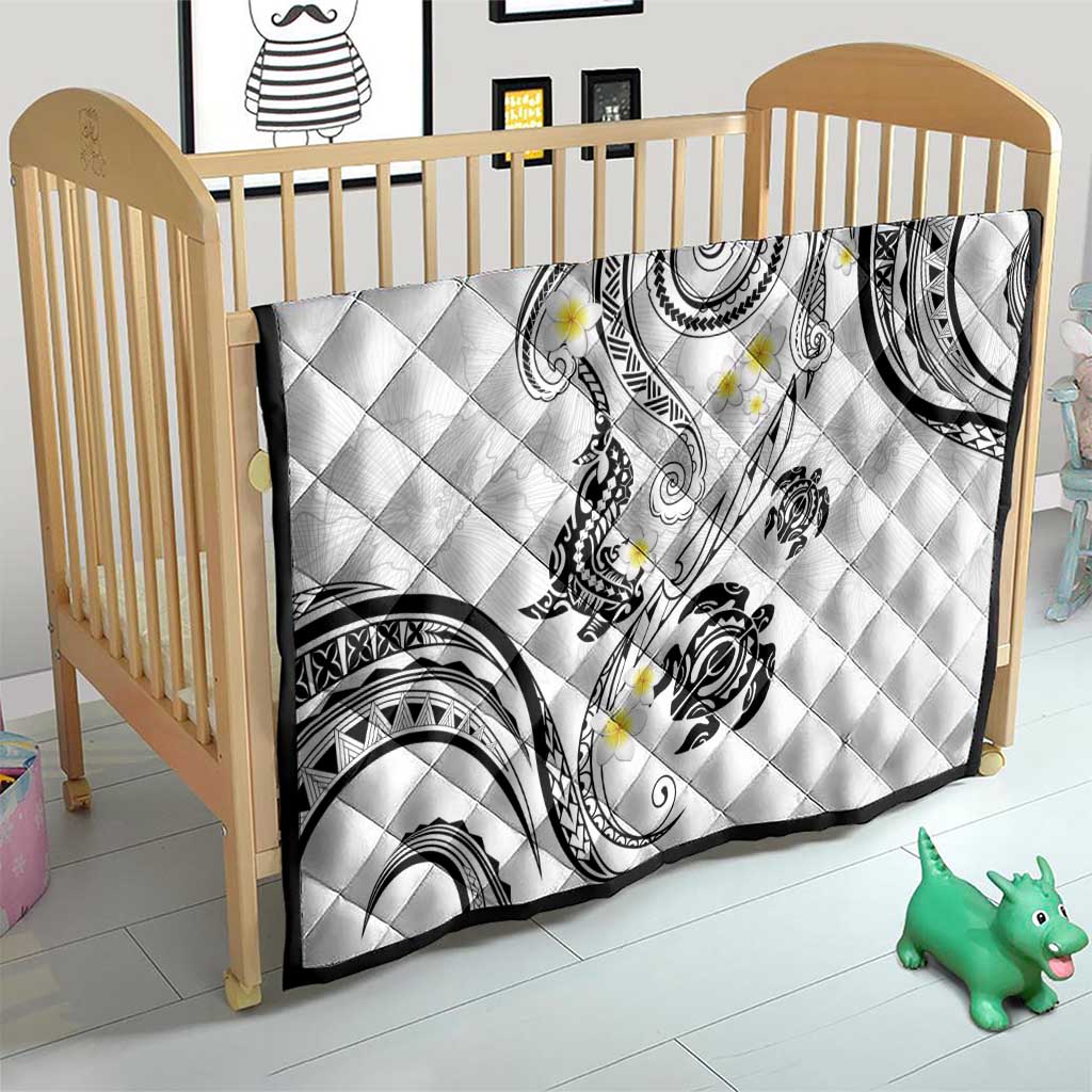 Polynesia Tribal Quilt White Plumeria Tentacles