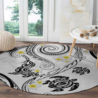 Polynesia Tribal Round Carpet White Plumeria Tentacles LT7 - Polynesian Pride