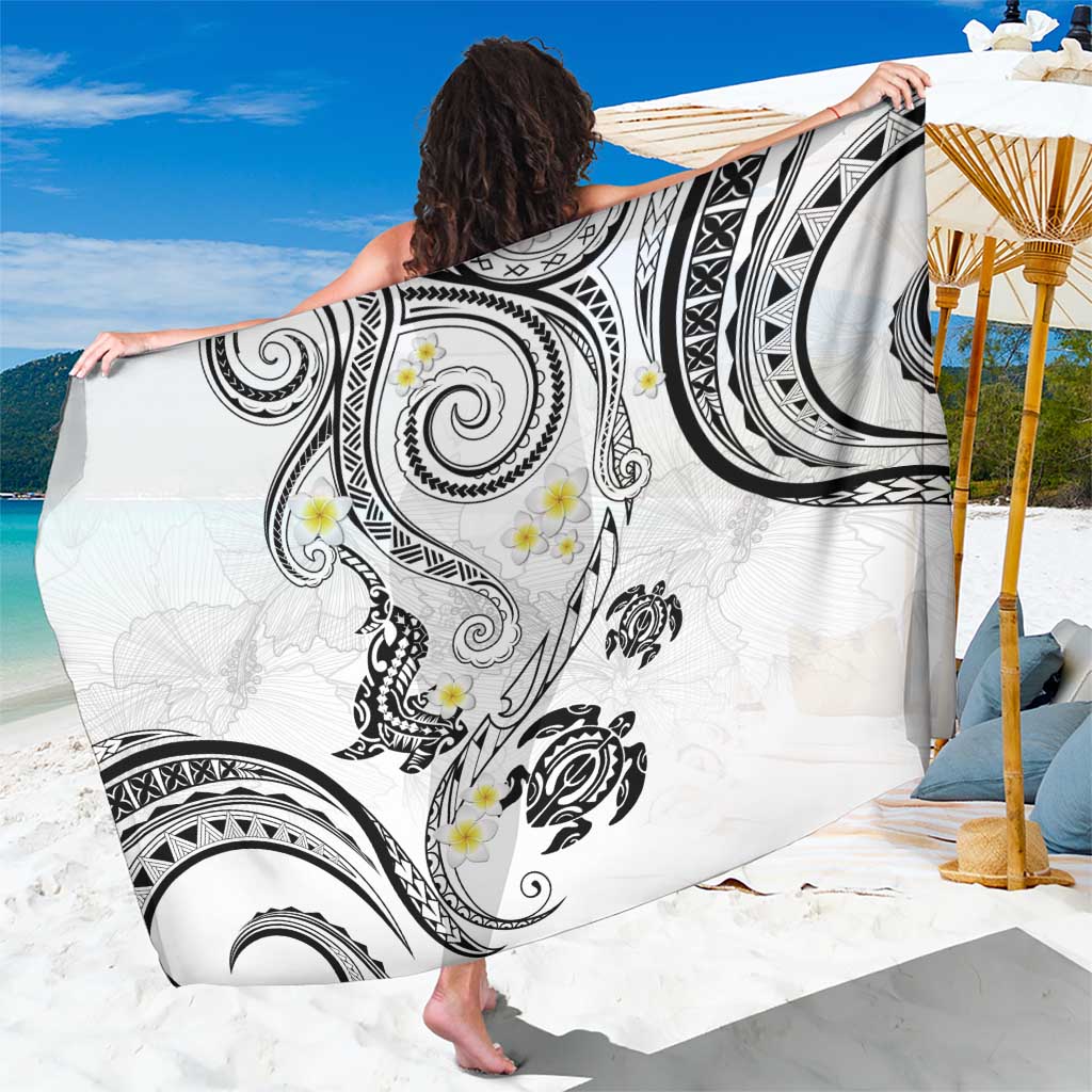 Polynesia Tribal Sarong White Plumeria Tentacles LT7 One Size 44 x 66 inches White - Polynesian Pride