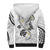 Polynesia Tribal Sherpa Hoodie White Plumeria Tentacles