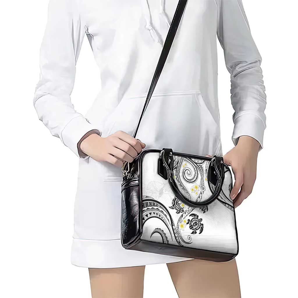 Polynesia Tribal Shoulder Handbag White Plumeria Tentacles