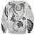 Polynesia Tribal Sweatshirt White Plumeria Tentacles
