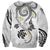 Polynesia Tribal Sweatshirt White Plumeria Tentacles