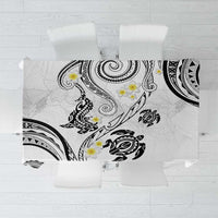 Polynesia Tribal Tablecloth White Plumeria Tentacles