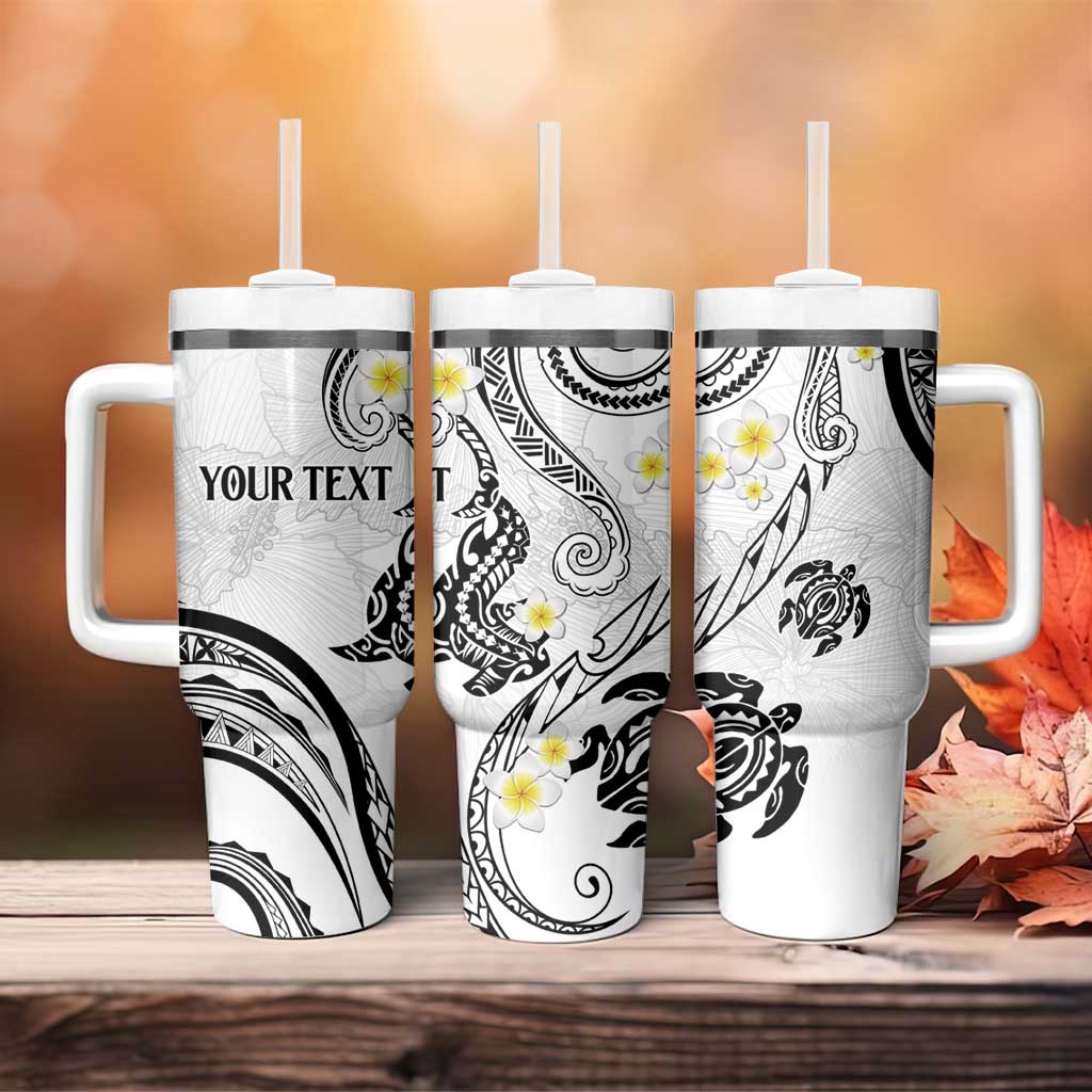 Polynesia Tribal Tumbler With Handle White Plumeria Tentacles