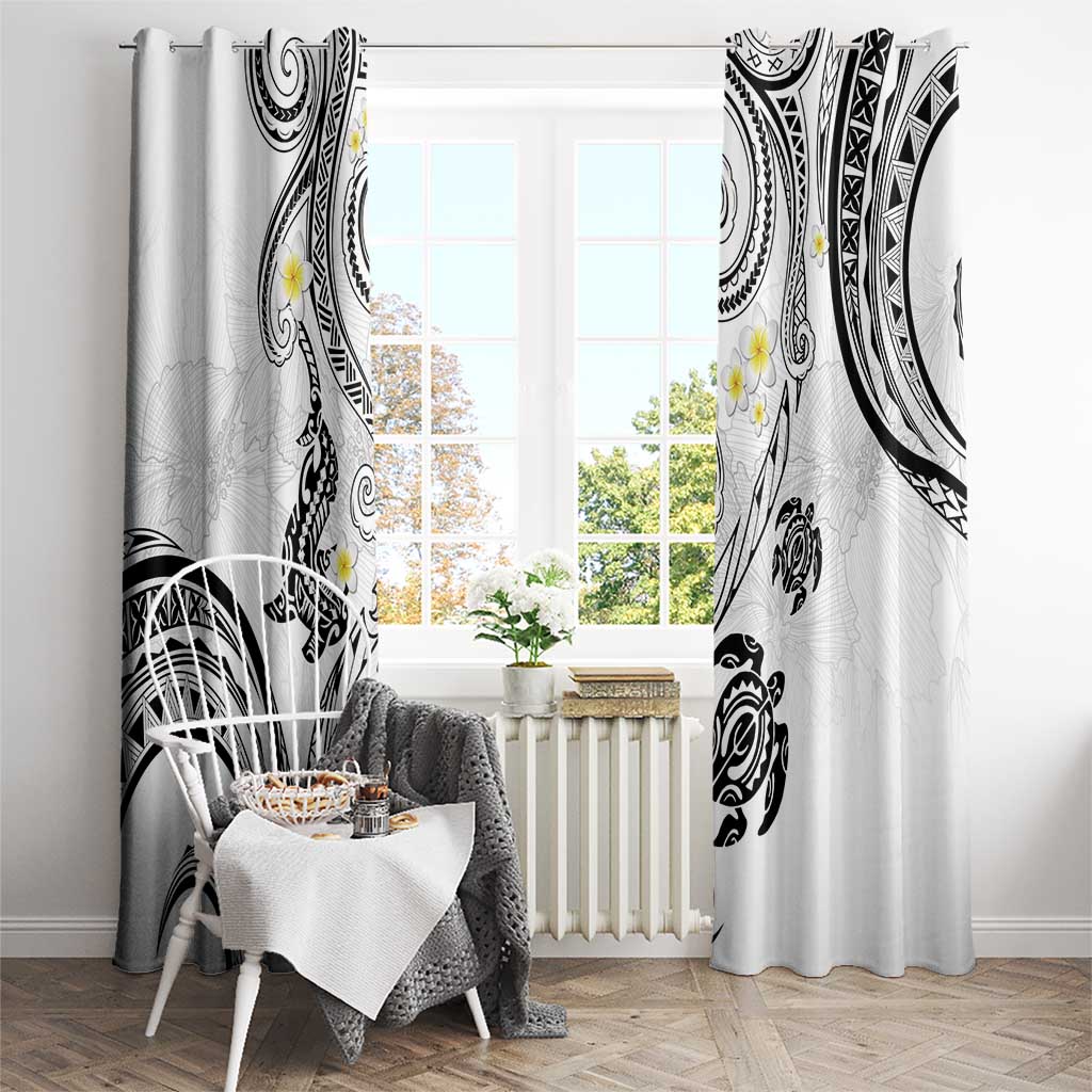 Polynesia Tribal Window Curtain White Plumeria Tentacles