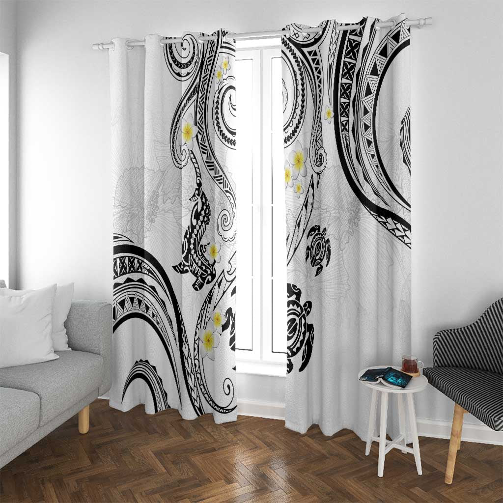 Polynesia Tribal Window Curtain White Plumeria Tentacles