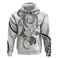 Polynesia Tribal Zip Hoodie White Plumeria Tentacles LT7 Zip Hoodie White - Polynesian Pride