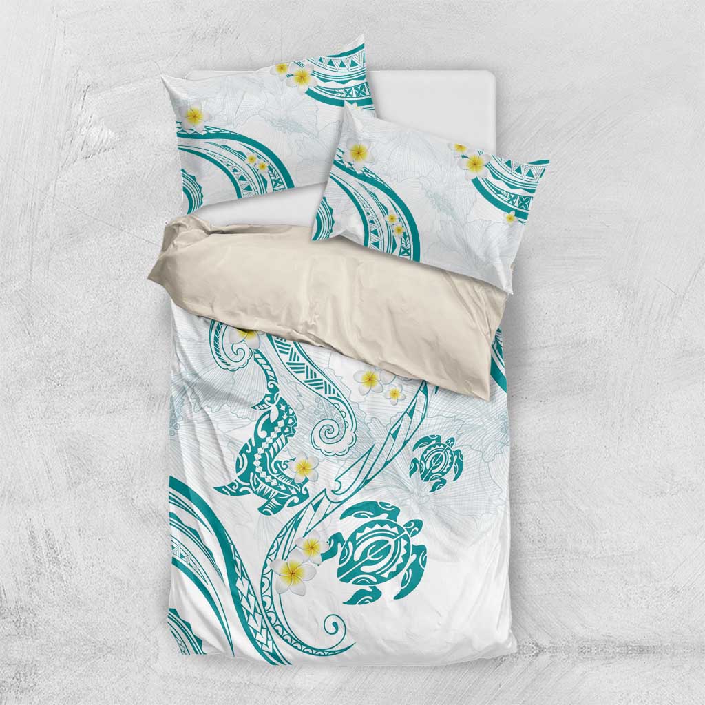 Polynesia Tribal Bedding Set Teal Plumeria Tentacles