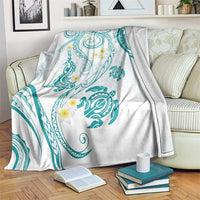Polynesia Tribal Blanket Teal Plumeria Tentacles