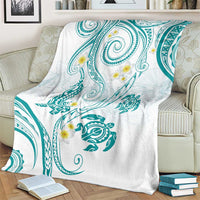 Polynesia Tribal Blanket Teal Plumeria Tentacles