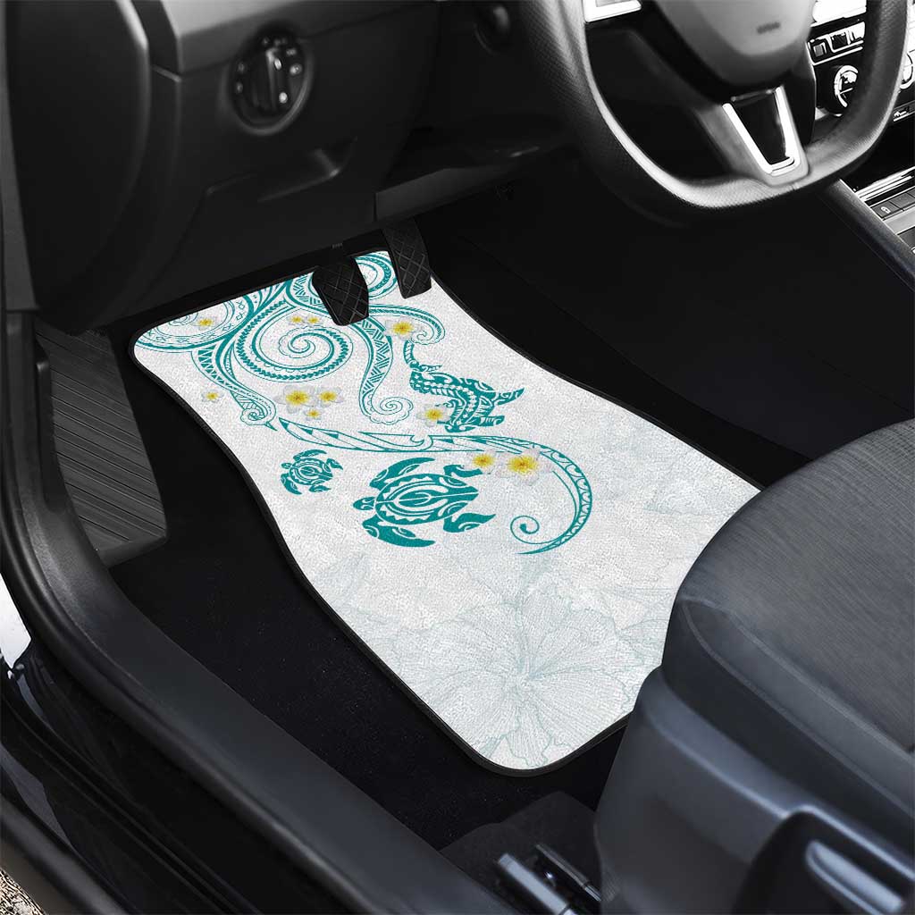 Polynesia Tribal Car Mats Teal Plumeria Tentacles