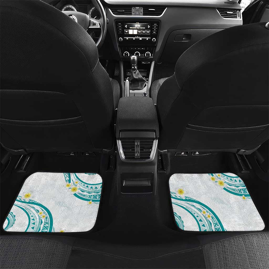 Polynesia Tribal Car Mats Teal Plumeria Tentacles
