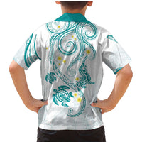 Polynesia Tribal Family Matching Mermaid Dress and Hawaiian Shirt Teal Plumeria Tentacles