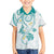 Polynesia Tribal Family Matching Short Sleeve Bodycon Dress and Hawaiian Shirt Teal Plumeria Tentacles