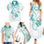 Polynesia Tribal Family Matching Summer Maxi Dress and Hawaiian Shirt Teal Plumeria Tentacles