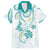 Polynesia Tribal Family Matching Summer Maxi Dress and Hawaiian Shirt Teal Plumeria Tentacles