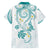 Polynesia Tribal Family Matching Summer Maxi Dress and Hawaiian Shirt Teal Plumeria Tentacles
