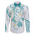 Polynesia Tribal Family Matching Summer Maxi Dress and Hawaiian Shirt Teal Plumeria Tentacles