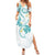 Polynesia Tribal Family Matching Summer Maxi Dress and Hawaiian Shirt Teal Plumeria Tentacles